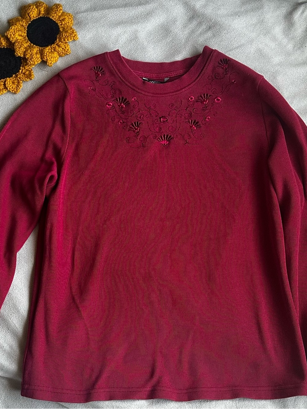 George Raspberry Embroidered Crewneck Sweatshirt